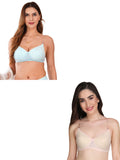 Transparent Strap Printed Padded Bra (Pack Of 2)