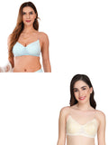 Transparent Strap Printed Padded Bra (Pack Of 2)