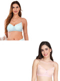 Transparent Strap Printed Padded Bra (Pack Of 2)