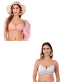 Transparent Strap Printed Padded Bra (Pack Of 2)