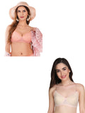 Transparent Strap Printed Padded Bra (Pack Of 2)