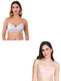 Transparent Strap Printed Padded Bra (Pack Of 2)