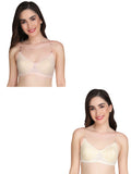 Transparent Strap Printed Padded Bra (Pack Of 2)