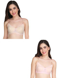 Transparent Strap Printed Padded Bra (Pack Of 2)