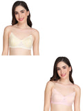 Transparent Strap Printed Padded Bra (Pack Of 2)