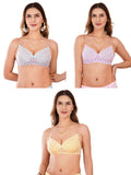 Transparent Strap Printed Padded Bra (Pack Of 3)