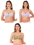Transparent Strap Printed Padded Bra (Pack Of 3)