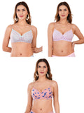 Transparent Strap Printed Padded Bra (Pack Of 3)