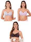 Transparent Strap Printed Padded Bra (Pack Of 3)