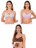Transparent Strap Printed Padded Bra (Pack Of 3)