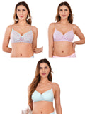 Transparent Strap Printed Padded Bra (Pack Of 3)