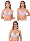 Transparent Strap Printed Padded Bra (Pack Of 3)