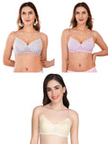 Transparent Strap Printed Padded Bra (Pack Of 3)