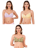Transparent Strap Printed Padded Bra (Pack Of 3)