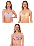 Transparent Strap Printed Padded Bra (Pack Of 3)