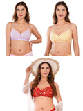 Transparent Strap Printed Padded Bra (Pack Of 3)