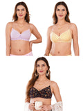 Transparent Strap Printed Padded Bra (Pack Of 3)