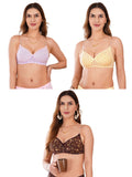 Transparent Strap Printed Padded Bra (Pack Of 3)