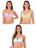 Transparent Strap Printed Padded Bra (Pack Of 3)