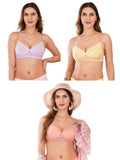Transparent Strap Printed Padded Bra (Pack Of 3)