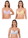 Transparent Strap Printed Padded Bra (Pack Of 3)