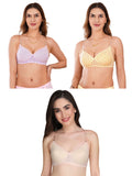 Transparent Strap Printed Padded Bra (Pack Of 3)