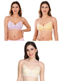 Transparent Strap Printed Padded Bra (Pack Of 3)