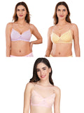 Transparent Strap Printed Padded Bra (Pack Of 3)