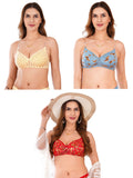 Transparent Strap Printed Padded Bra (Pack Of 3)