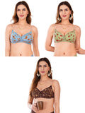 Transparent Strap Printed Padded Bra (Pack Of 3)
