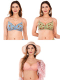 Transparent Strap Printed Padded Bra (Pack Of 3)