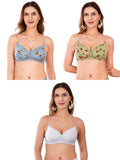 Transparent Strap Printed Padded Bra (Pack Of 3)