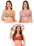 Transparent Strap Printed Padded Bra (Pack Of 3)