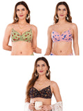 Transparent Strap Printed Padded Bra (Pack Of 3)