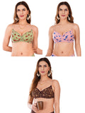 Transparent Strap Printed Padded Bra (Pack Of 3)