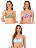Transparent Strap Printed Padded Bra (Pack Of 3)