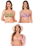 Transparent Strap Printed Padded Bra (Pack Of 3)