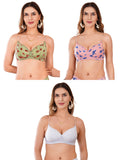 Transparent Strap Printed Padded Bra (Pack Of 3)