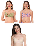 Transparent Strap Printed Padded Bra (Pack Of 3)