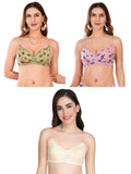 Transparent Strap Printed Padded Bra (Pack Of 3)