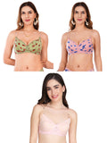 Transparent Strap Printed Padded Bra (Pack Of 3)