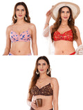 Transparent Strap Printed Padded Bra (Pack Of 3)