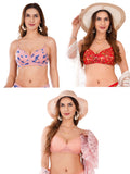 Transparent Strap Printed Padded Bra (Pack Of 3)