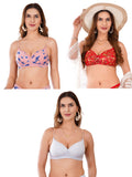Transparent Strap Printed Padded Bra (Pack Of 3)