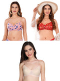 Transparent Strap Printed Padded Bra (Pack Of 3)