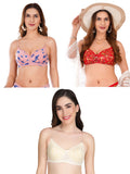 Transparent Strap Printed Padded Bra (Pack Of 3)