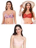 Transparent Strap Printed Padded Bra (Pack Of 3)