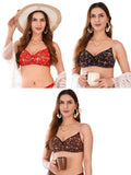 Transparent Strap Printed Padded Bra (Pack Of 3)