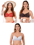 Transparent Strap Printed Padded Bra (Pack Of 3)