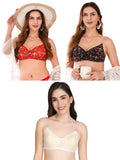 Transparent Strap Printed Padded Bra (Pack Of 3)